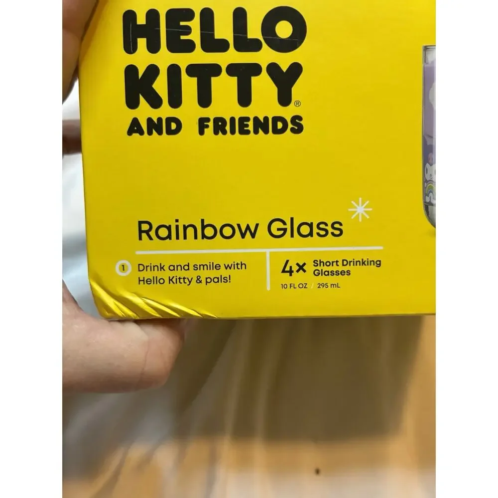 New In Box Hello Kitty Rainbow Drinking Glasses